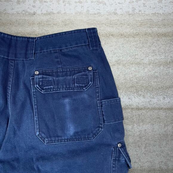 Vintage Y2K Duluth Trading Cargo Pants 36x30 Baggy Fit Navy Blue Canvas - Picture 3 of 5